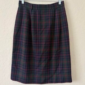 Vintage JH Collectibles Plaid Wool Knee Length Skirt Petite 10P Preppy Academia
